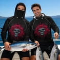 thumbnail image 7 of SEANATIVE Fishing Hoodie with Mesh Mask for Men Sun Protection Full Face Neck Coverage Breathable Comfortable Performance Fishing Shirt Rash Guard, L, Skull Rose Black, 7 of 7