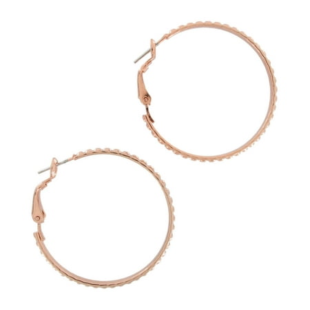 Dotted Hoop - Rose Gold Tone Small Hoop Dotted Earrings 1 1/4