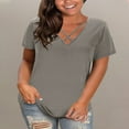thumbnail image 2 of Wxjgog Plus Size Tops for Women Summer Short Sleeve Sexy V Neck Criss Cross T-Shirt Tunic Casual Loose Soft Tee Shirt(L-5XL), 2 of 7