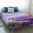 thumbnail image 4 of Purple Lavender Blanket Soft Cozy Warm Throw Blanket for Couch, Plush Fuzzy Flannel Fleece Blankets for Sofa, Spring Country Oil Painting Butterfly Flower Bed Blankets Gifts for Men, 50"x60", 4 of 9