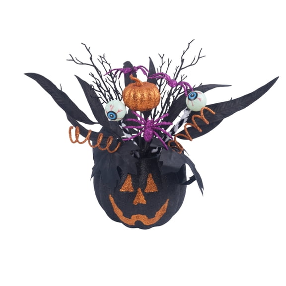 Halloween Table Centerpieces Decorations 12'' x 16'' , Lantern Artificial Flowers Pumpkin with Spider and Eyeball Halloween Tabletop Decor for Home Kitchen Indoor Outdoor