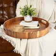 thumbnail image 4 of Heavy Duty Round Serving Decorative Tray w/Lovely Cloud Handles, 20" Extra Large Wood Decor Trays for Big Ottoman Coffee Table, Giant Table Centerpieces Decoration Organizer Huge Holiday Display Tray, 4 of 8