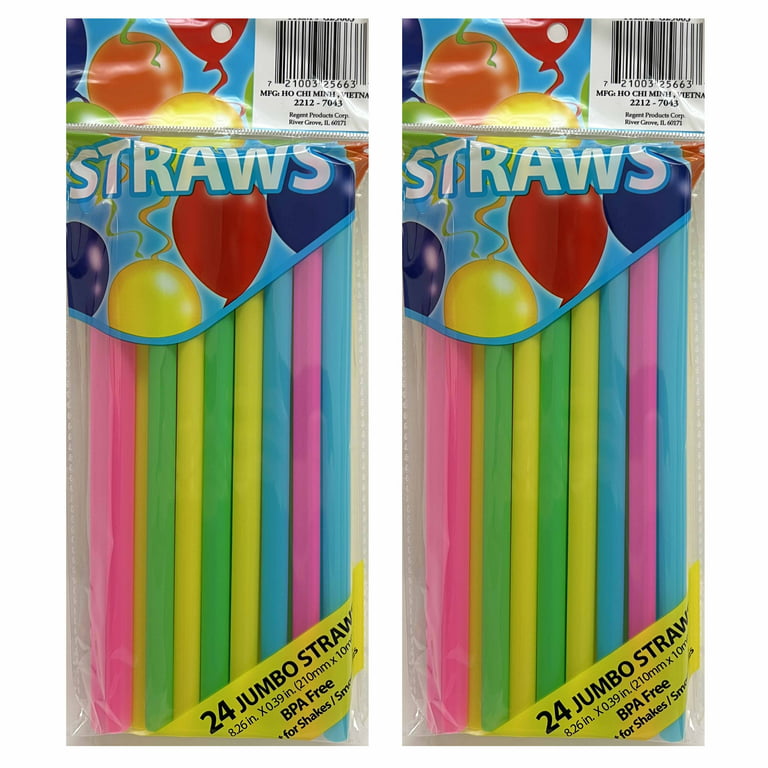 100-1000pcs Disposable Straws Neon Milkshakes Smoothies Thick Drinks ，