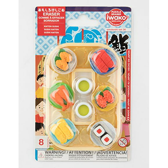 IWAKO Japanese Eraser "Conveyor Belt Sushi Blister Set"