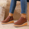 thumbnail image 2 of Willtoo Boots for Women Side‑Zipper Wedge Ankle Boots Thick Platform Elevated Booties Warm Winter Casual Outdoor Daily Shoes, 2 of 6