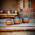 thumbnail image 1 of Handmade Turkish Ceramic Pomegranate Vase Set - 3-Piece Colorful Decorative Accents for Home, Tabletop, Shelf, or Gift Vases, 1 of 4