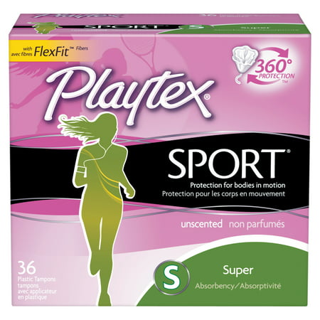 Playtex Sport Plastic Tampons, Unscented, Super, 36