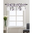 Curtain Valance for Windows Abstract Purple Grey Flowers Kitchen