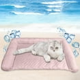 thumbnail image 5 of Cooling Dog Bed with Ice Silk Pad Mat and Pillow, Non-Slip Cooling Mat for Medium Small Dogs up to 50lbs, Pet Cool Pad with Summer Cool Fabric(24"*14"), 5 of 5