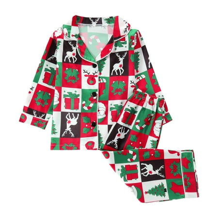 

WUXIAN Toddler Boys Girls Christmas Long Sleeve Cartoon Printed T-Shirts Tops Pants Kids Outfits Infants Baby Trousers Children Cute Dailywear