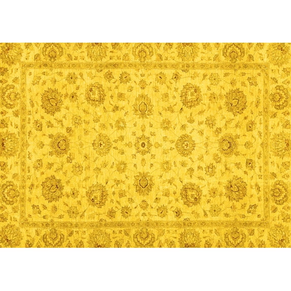 Ahgly Company Indoor Rectangle Oriental Yellow Traditional Area Rugs, 2' x 3'
