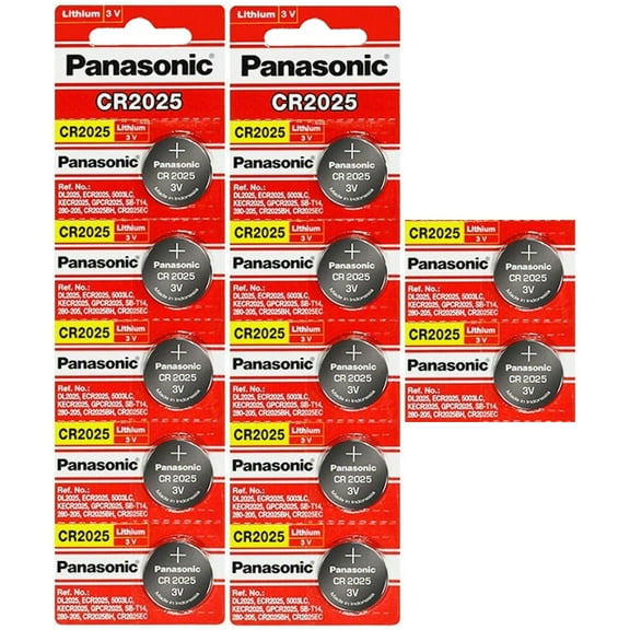 12 X Panasonic Cr2025 3V Lithium Coin Cell Batteries
