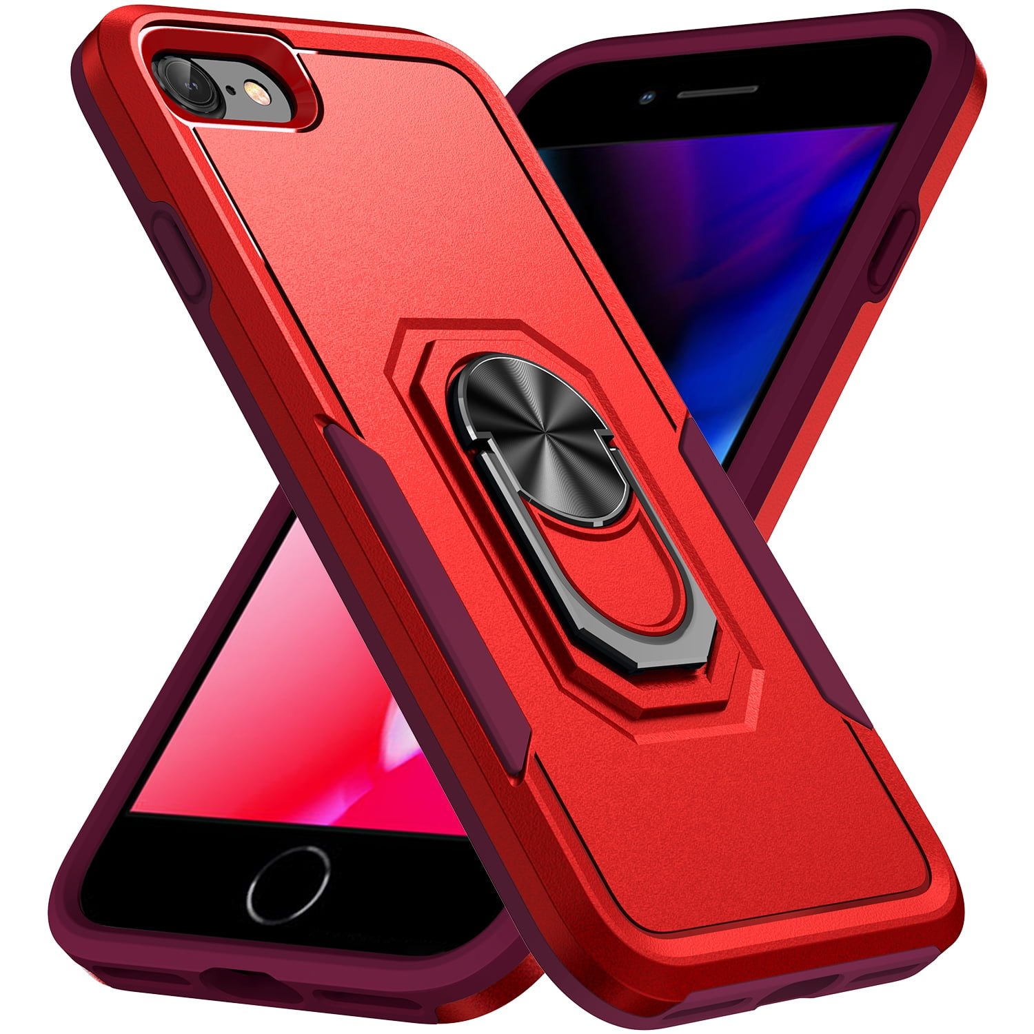 geboorte Uitrusting zien iPhone 6 Plus Case, iPhone 6s Plus Case, 360 ?Rotate Ring Stand Rugged  Lightweight Slim Impact-Resistant Full Body Shockproof Protective Bumper  Case For iPhone 6s Plus/6 Plus,Rose + Red - Walmart.com