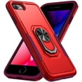thumbnail image 1 of iPhone 7 Case, iPhone 8 Case,  iPhone SE Case, 360 ?Rotate Ring Stand Rugged Lightweight Slim Impact-Resistant Full Body Shockproof Protective Bumper Case For iPhone 7 / 8 / SE 2020,Rose + Red, 1 of 8