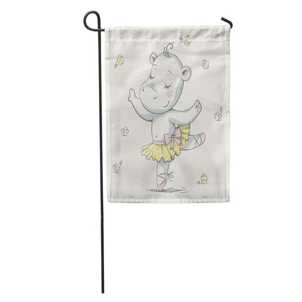Download Kdagr Cute Dancing Hippo Ballerina Cartoon Baby Girl Nursery Vintage Garden Flag Decorative Flag House Banner 12x18 Inch Walmart Com Walmart Com