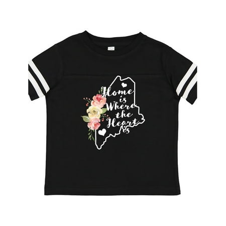 

Inktastic Maine Home is Where the Heart is with Watercolor Floral Gift Toddler Boy or Toddler Girl T-Shirt