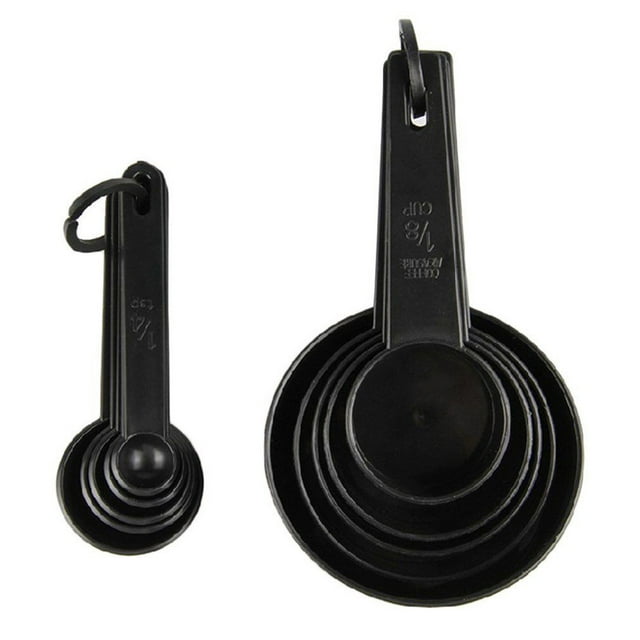 Agiferg 10Pcs Black Plastic Measuring Spoons Cups Set Tools Measure For Baking Coffee