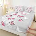 thumbnail image 3 of Feelyou Pink Dreamy Butterfly Bed Sheets, Romantic Animal Print King Sheets, Teen Kid Adult Sheet Set, Microfiber Bedroom Decor, 4 Pieces, 3 of 7