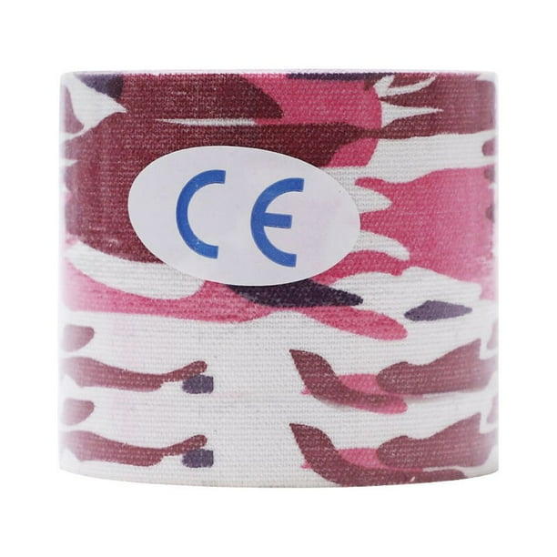 Advancent Cinta muscular Cinta elástica de algodón Vendaje deportivo Cinta de soporte portátil Gimnasios en casa camuflaje rosa 7.5 cm