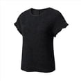 thumbnail image 2 of Blusas de Verano para Mujer, Camisetas de Cuello Redondo y Corta, Camisas de Trabajo Informales con Textura, Blusas Holgadas Negro M, 2 of 7