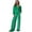 Green M, variant on 2 Pcs/Set Women Coat Pants Suit Golden Velvet Zip-up Stand Collar Long Sleeve Top Drawstring Elastic Waist Wide Leg Loose Trousers Winter Daily Wear Tracksuit