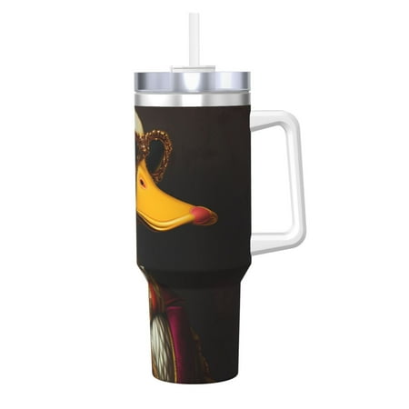 

Logiee Noble Style Duck Print 40OZ Ice Bully Cup with Handle and Straw Double Wall Stainless Steel Tumbler Travel Coffee Cup with Lid Summer Insulation and Cooling Cup