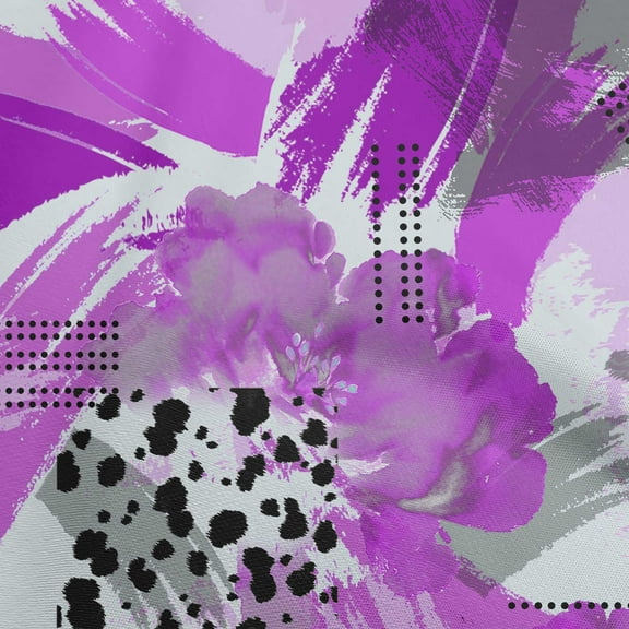 oneOone Cotton Cambric Purple Fabric Abstract-Brush Stroke With Polka Fabric For Sewing Printed Craft Fabric By The Yard 56 Inch Wide