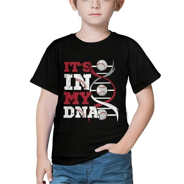 It's In My DNA, Baseball Sport Player, Baseball T-Shirt for The Youth, Soft Fabric, Breathable, Comfortable Short Sleeve Tees Perfect for Summer, Birthday Gift to Teens