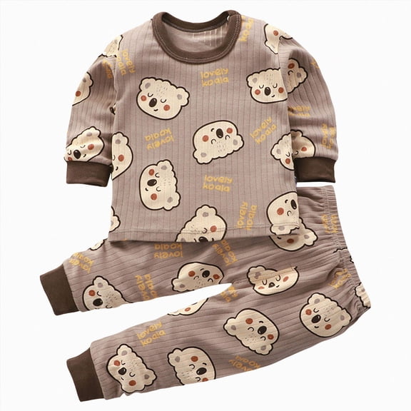 NIEWTR Kids Sweatsuits Boys 2 Piece Set Toddler Baby Boy Long Sleeve Knit Top with Relaxed Pants for Sleeping Play Breathable Stretchy Waist for 0-24 Months(A-Brown,3-6 Months)