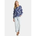 thumbnail image 2 of The Pioneer Woman Floral Print Blouse with Ruffle Sleeves, Sizes S-3XL, Women’s, 2 of 5