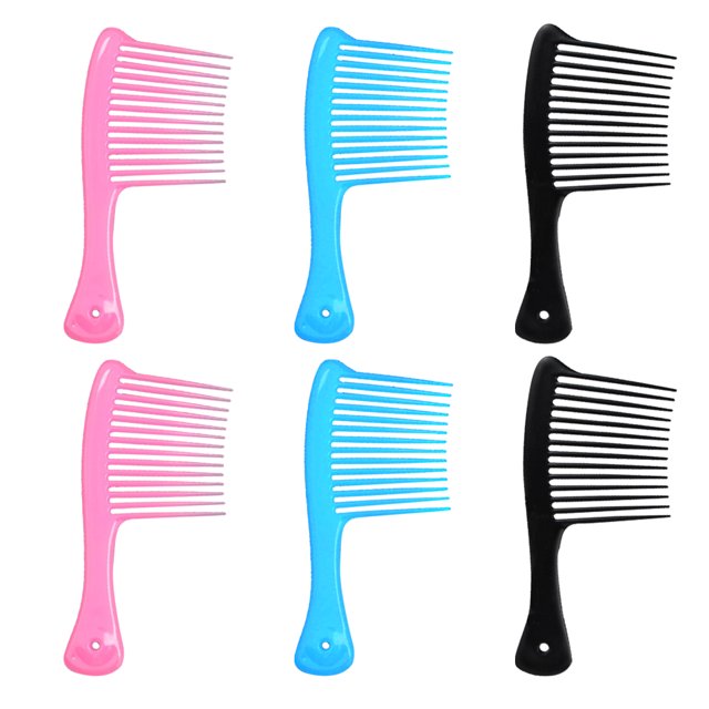 peines de plástico con dientes anchos, peinados hacia atrás, profesionales, para peluquería, antienredos, para uso doméstico (negro, rosa y celeste).