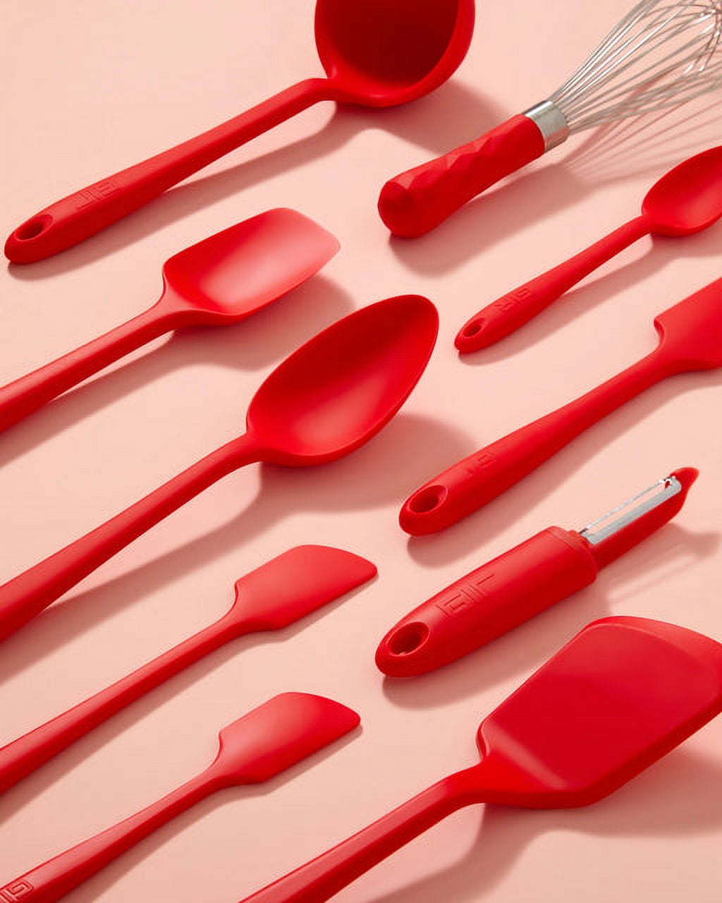 GIR Get It Right 10 Piece Ultimate Silicone Cooking Utensils Set 425°F Heat Resistant Spatula, Ladle, Flip, Spoon, Whisk, Spoonula & Peeler, Red