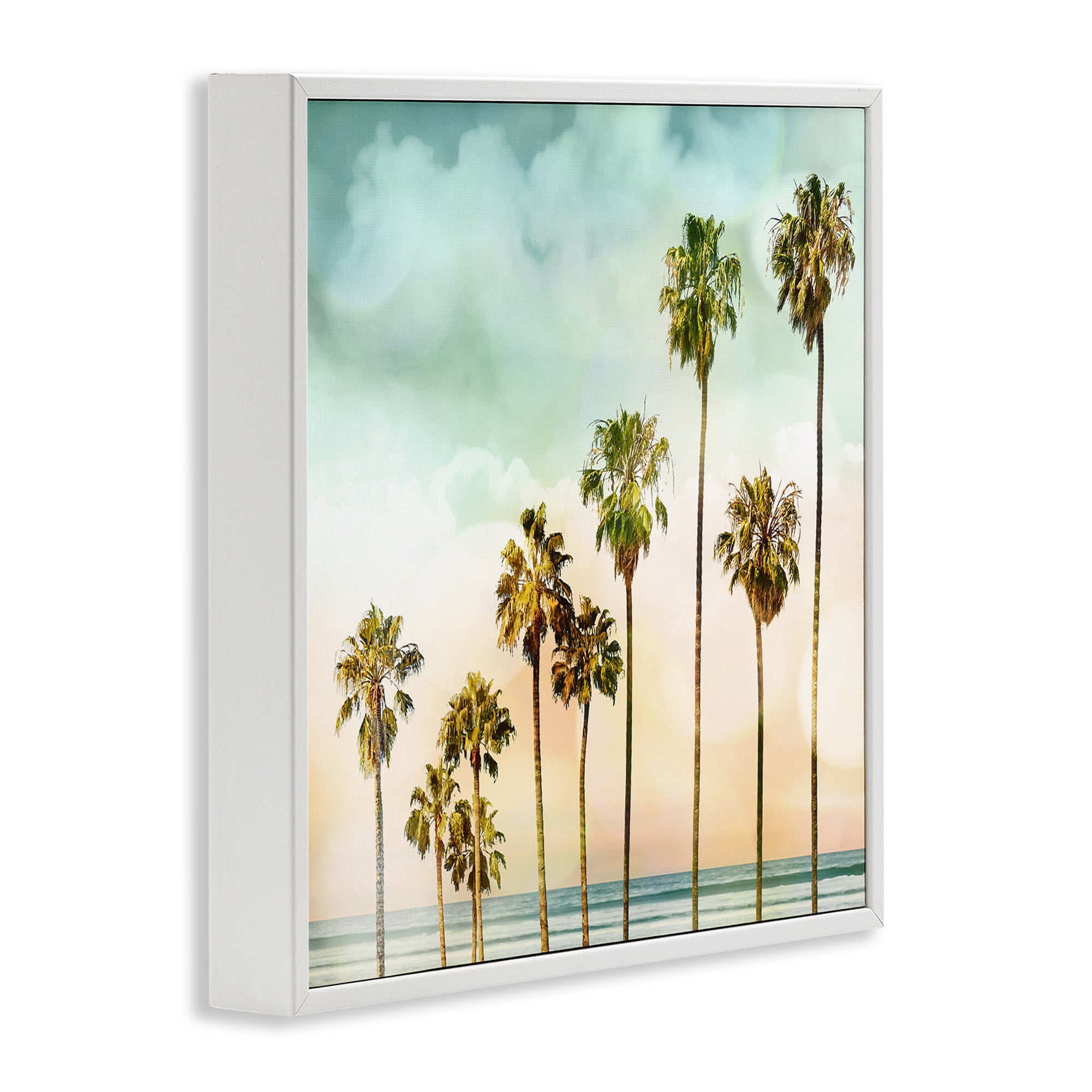 Stupell Industries Tropical Beach Palm Trees Nature Photography White Framed Art Print Wall Art, 12 x 12