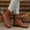 #023-Brown, variant on Women's Fashion Casual Ankle Boots – Spring/Fall New Style Slip-On with Solid Color Blocking & Round Toe Pull-On for Everyday Wear