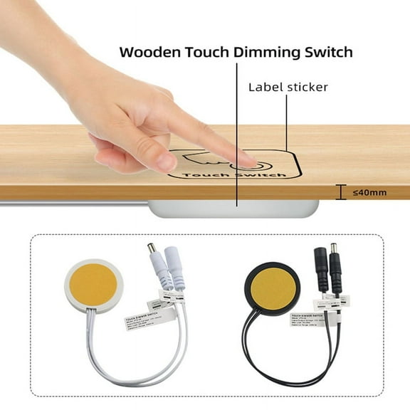 Wood Panel LED Touch Sensor Dimmer Switch Hidden Switch Touch Switch for LED Strip Black