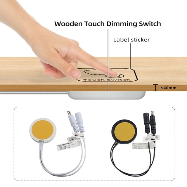 Wood Panel LED Touch Sensor Dimmer Switch Hidden Switch Touch Switch for LED Strip Black,1 x Touch sensor lighting switch,Black