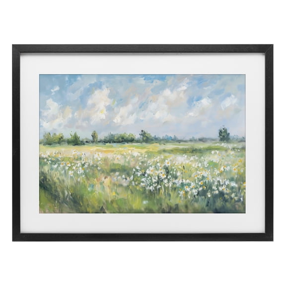 Stupell Industries Traditional Daisy Field Landscape Impression Black Framed Print Under Glass, 20 x 14, by Creative Studio