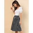 thumbnail image 4 of INSPIRE CHIC Falda Mujer Midi A Rayas Con Botones Y Elástica, dos colores Negro S, 4 of 6