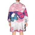 thumbnail image 2 of Pink Butterfly Flower Pattern Wearable Oversized Blanket,Wearable Blanket Hoodie for Adults,Cozy Hooded Blankets with Super Pockets,Super Warm Fuzzy Pullover for Women & Men, 2 of 6