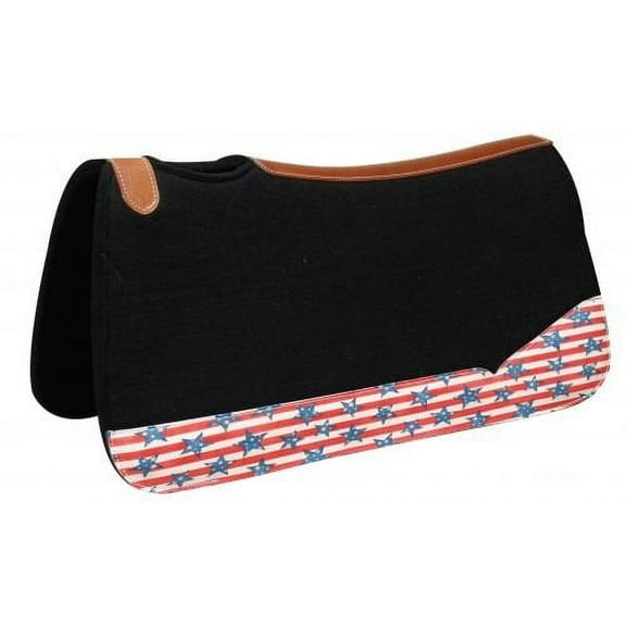 Showman Black Felt Saddle Pad w/ Stars & Stripes Print