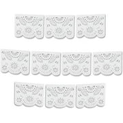 White Papel Picado Mexican Plastic Banner (2 Pack) - 2 x 10 Large Panels / 16 Feet Long - Great Decor for Wedding Streamers, Baptism Decorations, Showers and More by Ole Rico