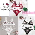 thumbnail image 2 of Conjunto de ropa interior de encaje con pegatina bordada de Hello Kitty para mujer, traje de Bikini, sujetador, bragas, dibujos animados, Melody Kuromi, moda, 2 piezas, 2 of 4