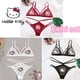 thumbnail image 2 of Conjunto de ropa interior de encaje con pegatina bordada de Hello Kitty para mujer, traje de Bikini, sujetador, bragas, dibujos animados, Melody Kuromi, moda, 2 piezas, 2 of 4