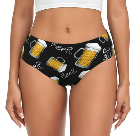Womens Underwear - Cute Cartoon Beer Mug No Show Seamless Underwear for Women  Soft Comfort Stretch Women s Panties  Hipster Ladies Panties Bikini Underwear Briefs