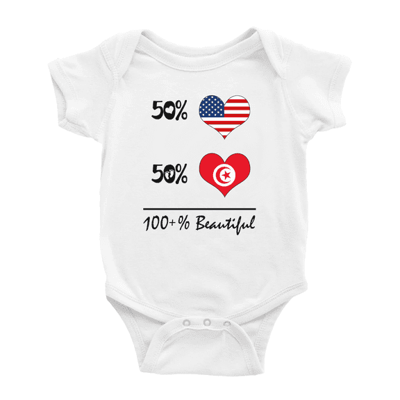 50% Tunisian + 50% American = 100+% Beautiful Funny Baby Bodysuit For Boy Girl