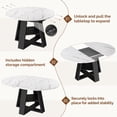 thumbnail image 5 of Hawsaiy 43.3-59 in Extendable Oval Dining Table for 4-6, Space-Saving Round Kitchen Table with Hidden Leaf Storage & Bottom Shelf for Small Space, White, 5 of 10