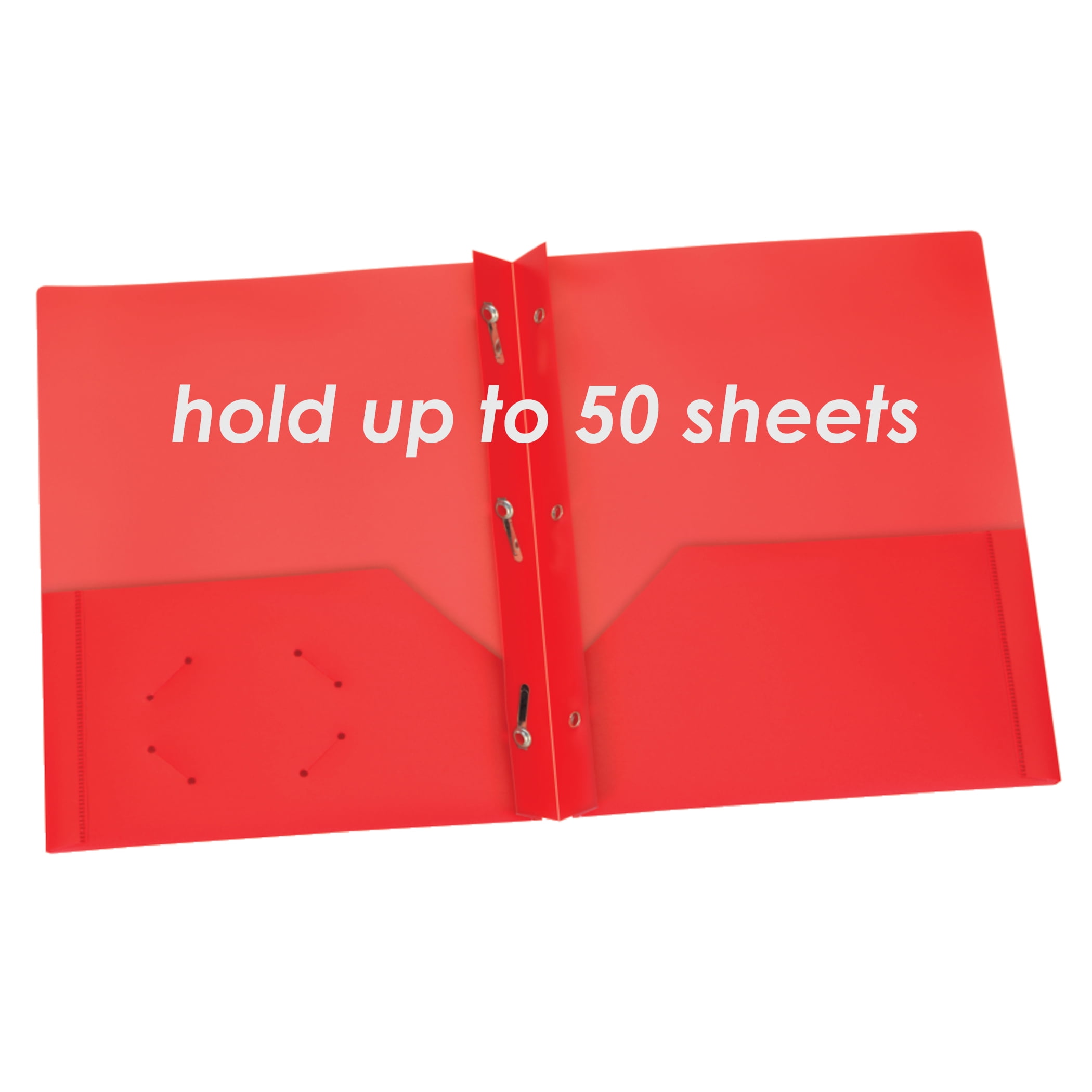 Oxford Red Poly Two Pocket Portfolio with Prongs, Pack of 25