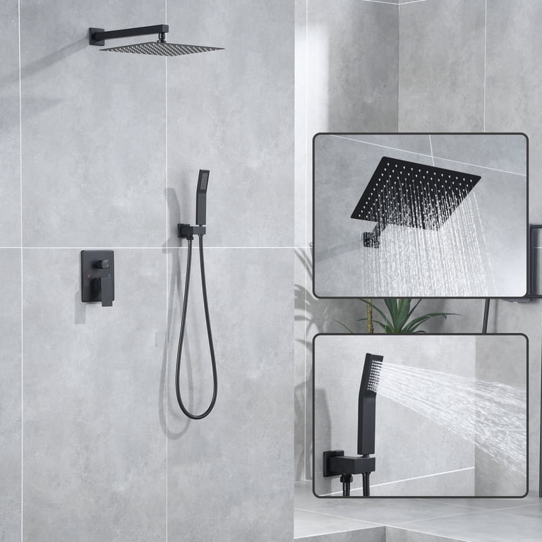 Shower Head With Handheld RUMOSE Matte Black Rainfall Shower System ...