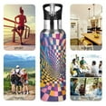 thumbnail image 7 of Yayeee 20oz Insulated Water Bottle Double Wall Stainless Steel with Flip Straw Lid, Colorful Wavy Plaid, 7 of 7