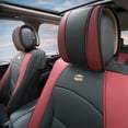 thumbnail image 3 of FH Group Burgundy Black Leatherette Front Bucket Seat Cushion Covers for Auto Car SUV Truck Van with Pink Dash Mat Combo, 3 of 6